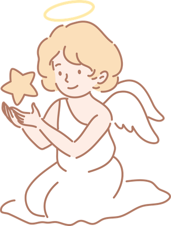 Angel is holding star in her hand  Illustration