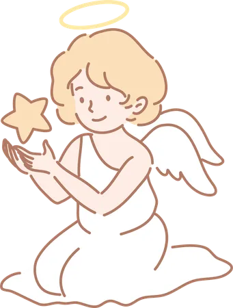 Angel is holding star in her hand  Illustration