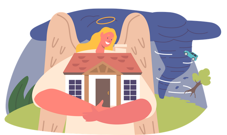 Angel protect home  Illustration