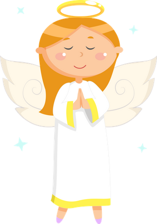 Ángel rezando en vestido  Ilustración