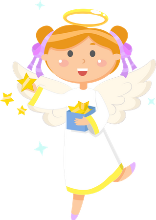 Angel with Box of Stars Christmas or Easter symbol  イラスト
