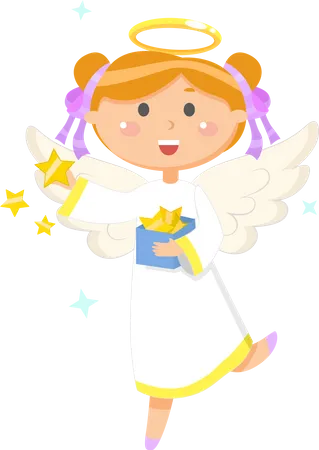 Angel with Box of Stars Christmas or Easter symbol  Illustration