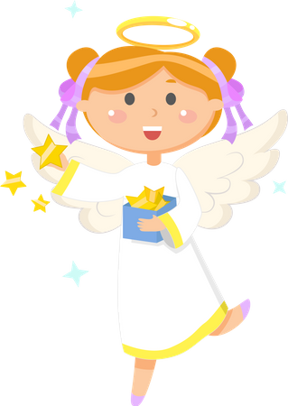 Angel with Box of Stars Christmas or Easter symbol  Illustration