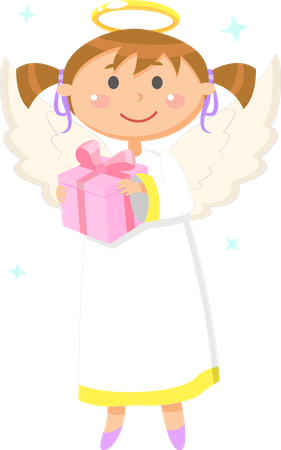 Angel with Gift Box  イラスト