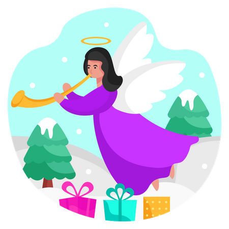Angel with lots of gifts Illustration