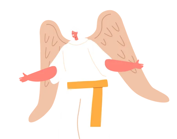 Angel Character Celestial Being With Wings Messenger From Heaven Or A Protector Radiates Serenity Grace And Spirituality Symbolizing Divine Guidance And Assistance Cartoon Vector Illustration Illustration