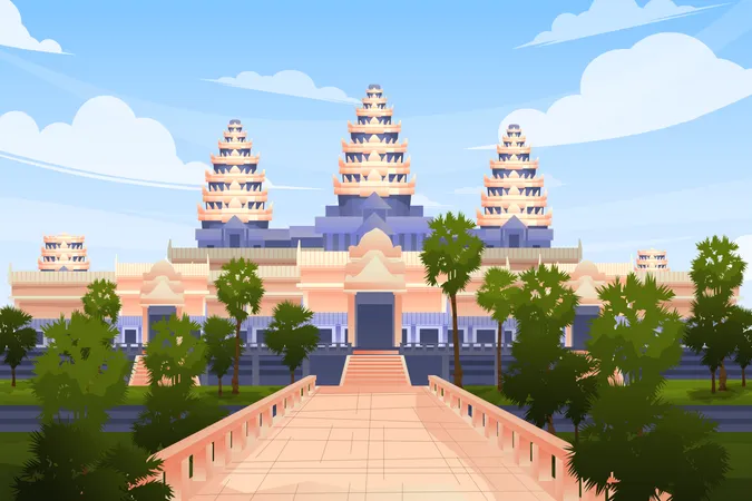 Angkor Wat in Cambodia  Illustration