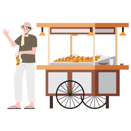 Angkringan Street Vendor  Illustration