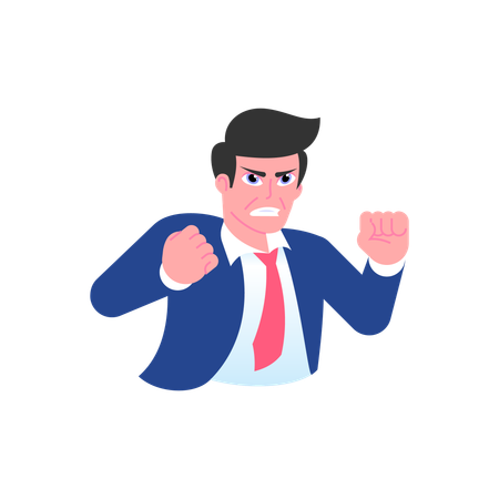 Angry annoyed businessman with clenched fists  Illustration