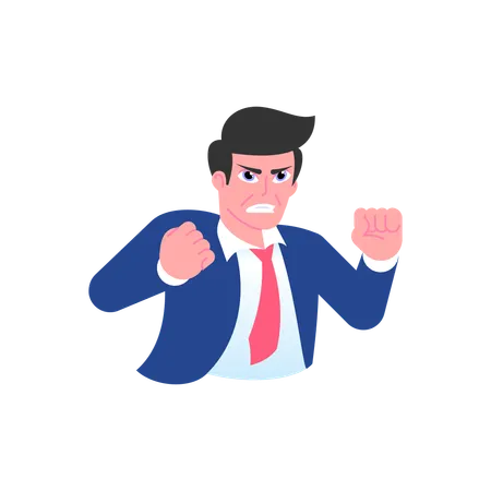 Angry annoyed businessman with clenched fists  Illustration