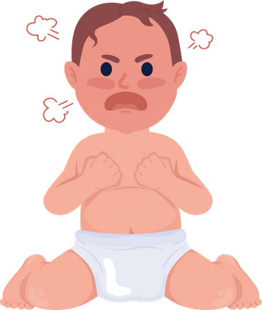 Angry baby boy with red face Illustration