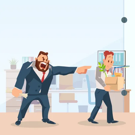 Angry Boss Dismissing Employee. Illustration