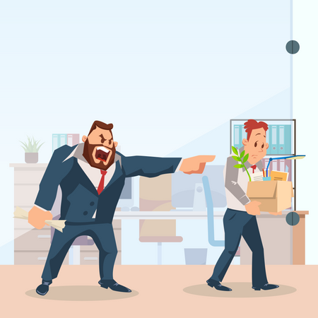 Angry Boss Dismissing Employee.  Illustration