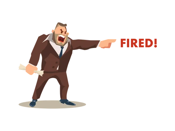 Angry boss firing employees  Illustration