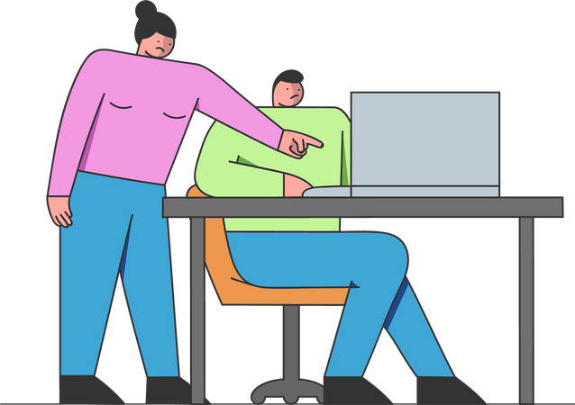 Angry boss shouting on employee  Illustration