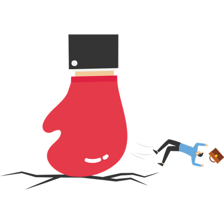 Angry boss slammed his fist on the ground  イラスト