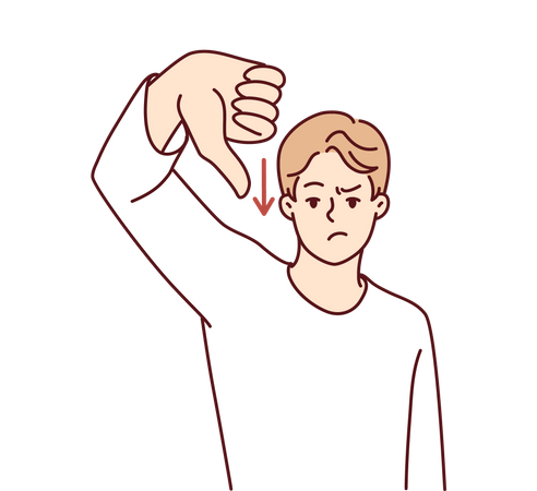 Angry boy showing down thumb  Illustration