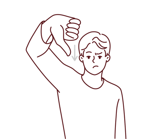 Angry boy showing down thumb  Illustration