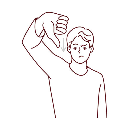 Angry boy showing down thumb  Illustration