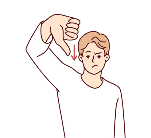 Angry boy showing down thumb  Illustration