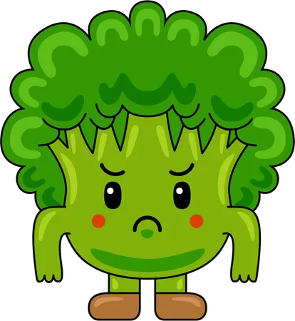 Angry Broccoli Mascot  Illustration