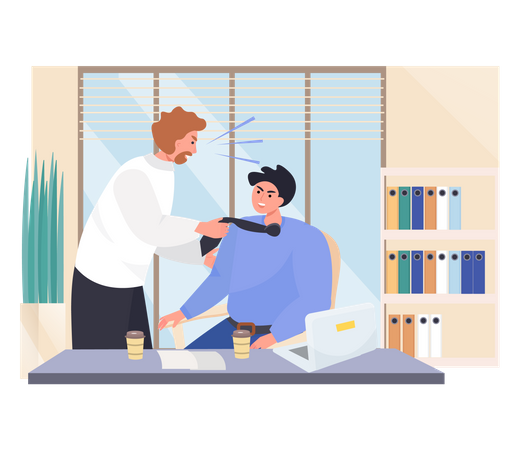 Angry Businessman Pulling Tie of employee  Illustration