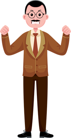 Angry Businessman raising both hands  Illustration