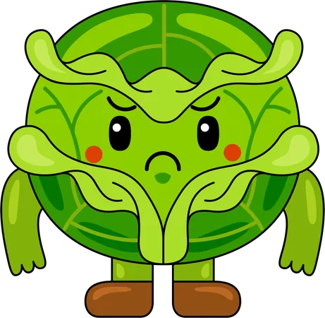 Angry Cabbage Mascot  Illustration