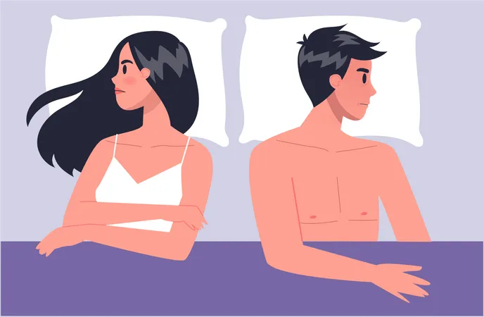 Angry couple not able to intimate sexual desires  Illustration