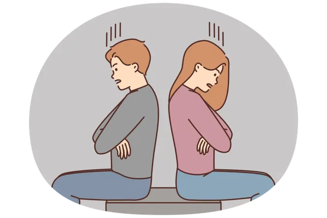 怒っているカップルは人間関係の問題に悩む  イラスト