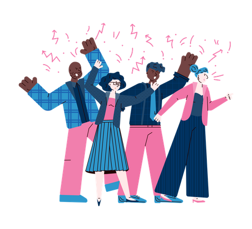 Angry crowd screaming and cursing at something  Illustration