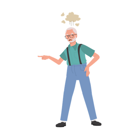 Angry Elderly man Voicing Complaints  Illustration