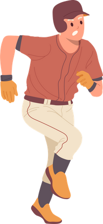 Angry excited baseball player professional sportsman running  Illustration