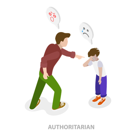 Angry father pointing son  Illustration