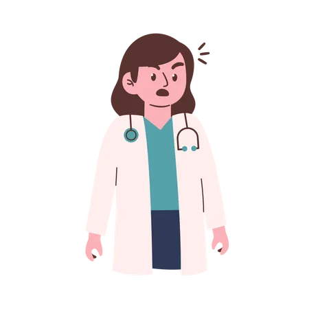 Angry Female Doctor Illustration