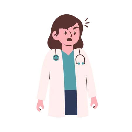 Angry Female Doctor  Illustration