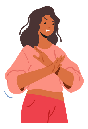 Angry Female Showing Refusal  Illustration