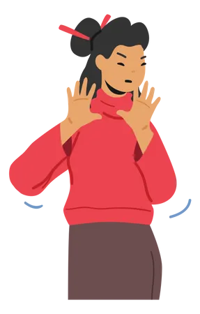 Angry Female Showing Stop Gesture  Illustration
