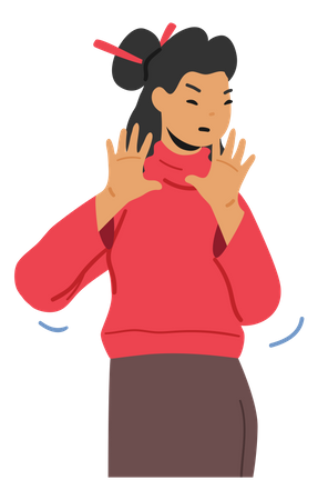 Angry Female Showing Stop Gesture  Illustration