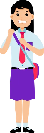 Angry Female Student with bagpack  Illustration