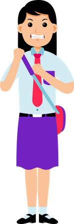 Angry Female Student with bagpack  Illustration