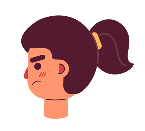 Angry female teenager with ponytail  イラスト