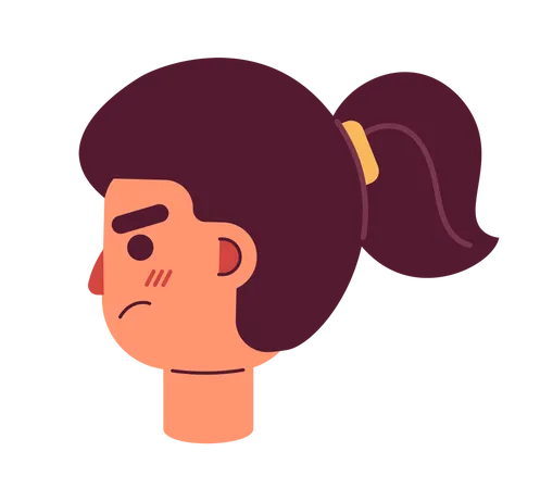 Angry Female Teenager With Ponytail Side View Semi Flat Vector Character Head Irritated Girl Editable Cartoon Avatar Icon Face Emotion Colorful Spot Illustration For Web Graphic Design Animation Illustration