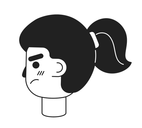 Angry female teenager with ponytail  イラスト