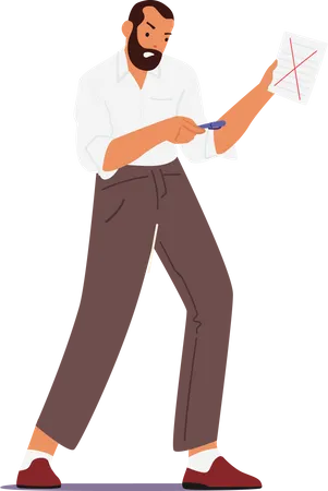 Angry Furious Boss Holding Paper  Illustration
