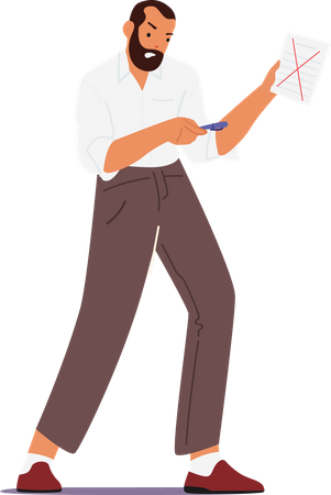Angry Furious Boss Holding Paper  Illustration