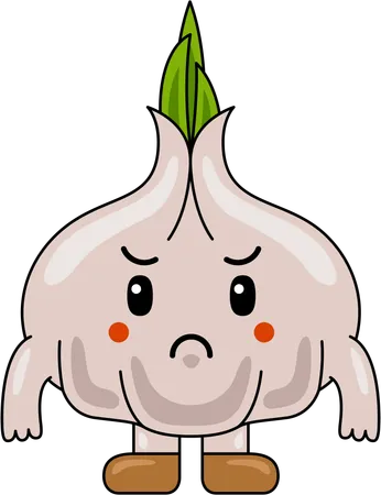 Angry Garlic Mascot  Illustration