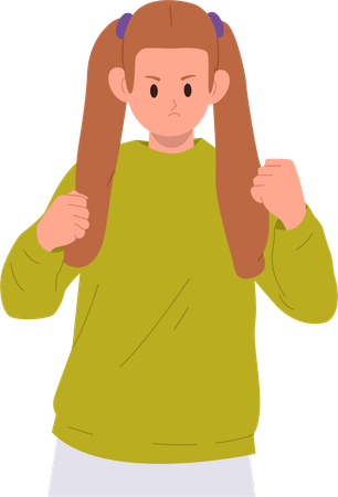 Angry girl clenching fists feeling mad and aggressive  Illustration