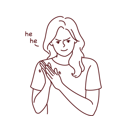 Angry Girl rubbing two hands  Illustration