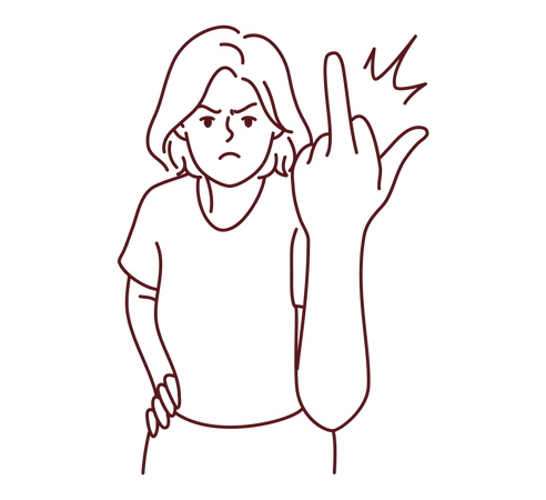 Angry girl showing fucking finger  Illustration